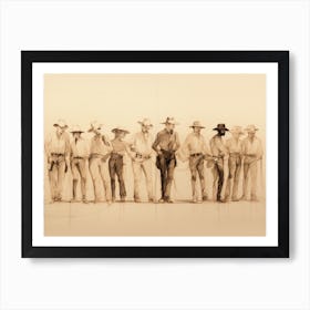 Cowboys Of The West Sketch Art Print