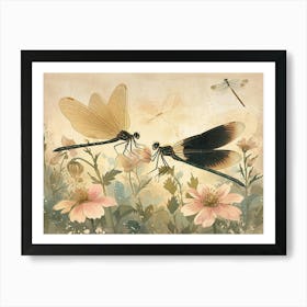 Floral Animal Illustration Dragonfly 1 Art Print