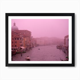 Venice pink photo water sky city architecture photography Art Print