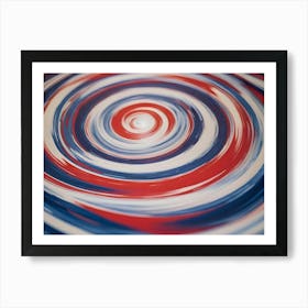 Abstract Painting With A Spiral Pattern In Shades Of Red, White, And Blue, Creating A Sense Of Movement And Energy Art Print