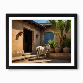 Goat In Front Of A House 2 Art Print