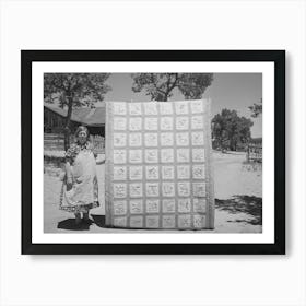 Mrs, Bill Stagg With State Quilt She Made, Mrs, Stagg Helps Her Husband In The Fields With Plowing, Planting Art Print