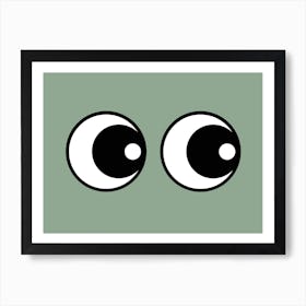 Making Eyes Right Sage Green Art Print