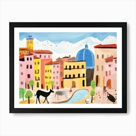 Bologna Italy Cute Watercolour Illustration 3 Art Print