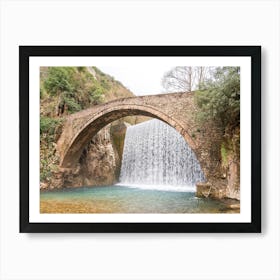 Arch Bridge Over Waterfall Art Print