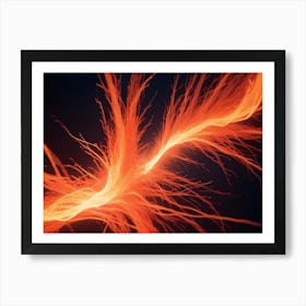 Abstract Image Of Two Glowing, Orange Lines Twisting And Connecting On A Dark Background, Suggesting Energy Flow Or Connection Art Print