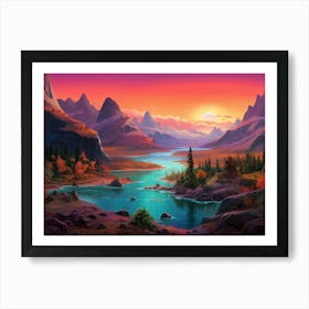 Sunset In The Mountains Art Print