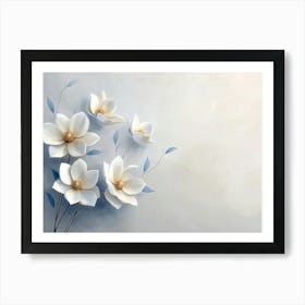 White Magnolia Flowers 3 Poster