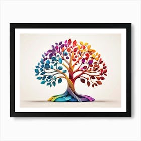 Default Stylized 3d Tree Of Life In Bright Rainbow Colors On A 1 Art Print