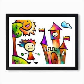 A Nice Kids Art Illustration In A Painting Style 09 Art Print