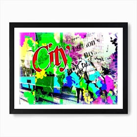 City Collage Art Illustration In Painting Digital Style 08 Art Print