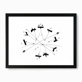 Abstract Composition Featuring A Black Hand Formed By A Constellation Of Arrows And Pointers Set In (1) 2 Art Print