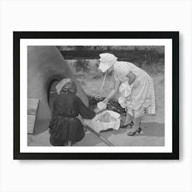 Wiping Ashes From Freshly Baked Bread Which Has Just Been Removed From Earthen Oven, Spanish American Farm Art Print