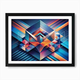 Abstract Geometric Artwork With 3d Shapes Art Print