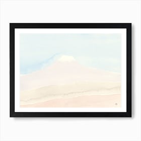 Sky Blue Fuji Mountain watercolor painting japan light blue pink baby nursery bedroom landscape minimal minimalist minimalism japanese Art Print