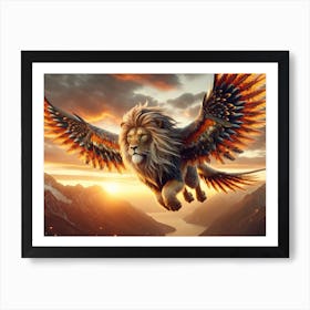 Majestic Flying Lion Bird Art Print