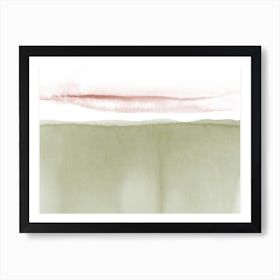 Minimal Watercolor Landscape   Olive Green Art Print