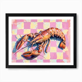 Lobster Pink Checkerboard 2 Art Print