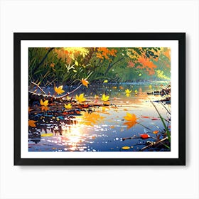 Autumn Leaves In The River Art Print
