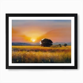 Sunset In A Wheat Field Art Print