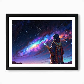 Woman Looking At The Stars Art Print