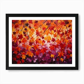 An Abstract Design Of Autumndisplaying A Group Of Maple Leaves With A Brilliant Interplay Of Leaf T (3) Art Print