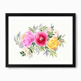 Bouquet Romantic 3 Roses Orange Art Print