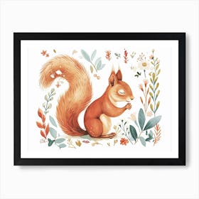 Little Floral Squirrel 3 Art Print