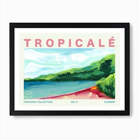 Lush Tropical Beach And Ocean Landscape Typography Art Print