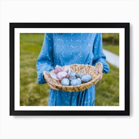 Woman Holding Easter Eggs Art Print