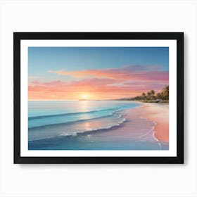 Sunset On The Beach Paintings Art Print 10 Affiche