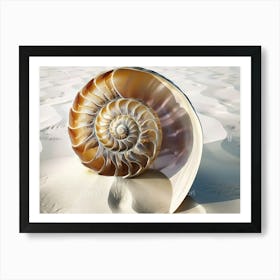 Sacred geometry series, Echo of Infinity: A Nautilus Spiral in the Sand Art Print