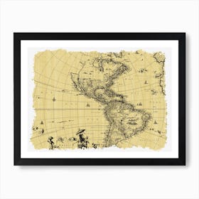 Map Vintage Old Ancient Antique Art Print