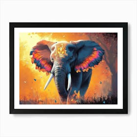 Fantasy Illustration Of A Wild Elephant 1 Poster