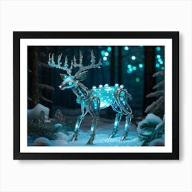 Bioluminescent Firefly Robot With Whimsical Delicate Features Fused With An Iridescent Teal Deer L (1) Art Print