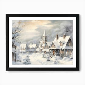 Winter Village Scene Poster