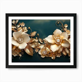 Golden Jewelry Flowers 1 Art Print