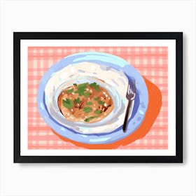 A Plate Of Shawarma, Top View Food Illustration, Landscape 3 Art Print