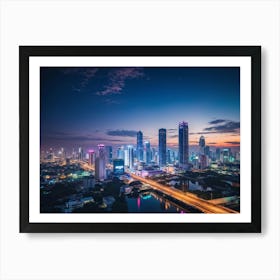 Bangkok Cityscape Set In The Distant Future Where Multiple High Tech Gadgets And Advanced Machinery (3) Art Print