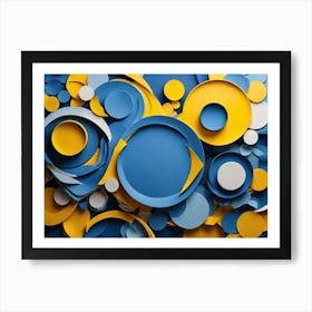 Blue And Yellow Circles 2 Art Print