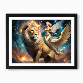 Lion And Angel Wings Art Print