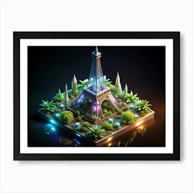 Eiffel Tower In A Lush Garden Art Print