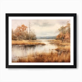A Painting Of A Lake In Autumn 10 Art Print