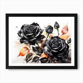 Default A Stunning Watercolor Painting Of Vibrant Black Roses 2 (1) Art Print
