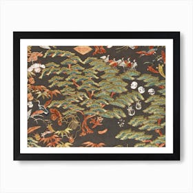 Textile Fragment With Pattern Of Pine, Cranes, And Auspicious Symbols Art Print