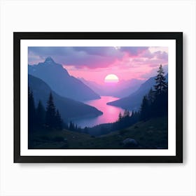 SynthWave Valley Art Print