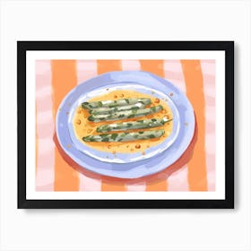 A Plate Of Asparagus, Top View Food Illustration, Landscape 4 Art Print