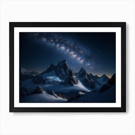 Starry Night Sky Over The Mountains Art Print