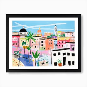 Rome Italy Cute Watercolour Illustration 1 Art Print