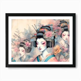 Japan Traditional Geisha Illustration By Ad 57 Art Print